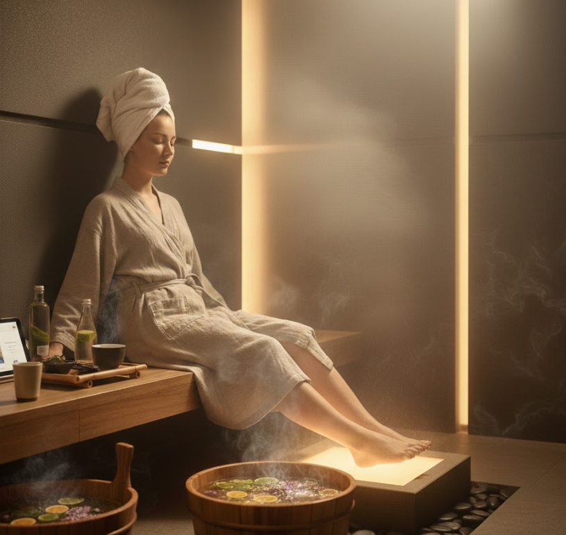 Sügava heaolu juhend jalamassaažiks higisaalis